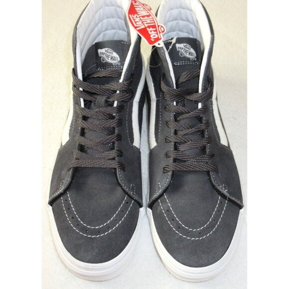 Vans Men's Sk8-Hi Textured Asphalt Grey White Striped Suede shoes Size 11.5 NIB - Picture 3 of 5